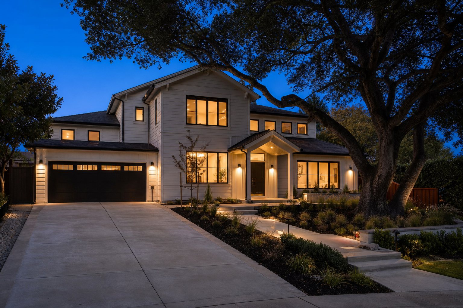 Remodeled Bay Area home at dusk